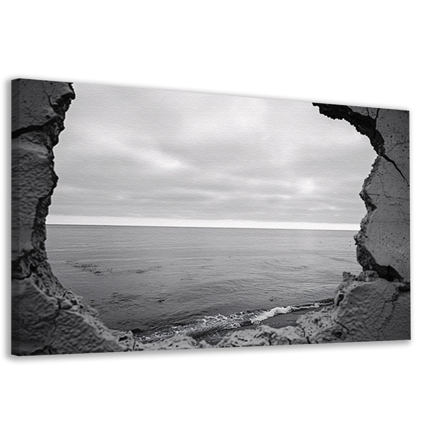 Horizon door een ruwe muuropening   canvas