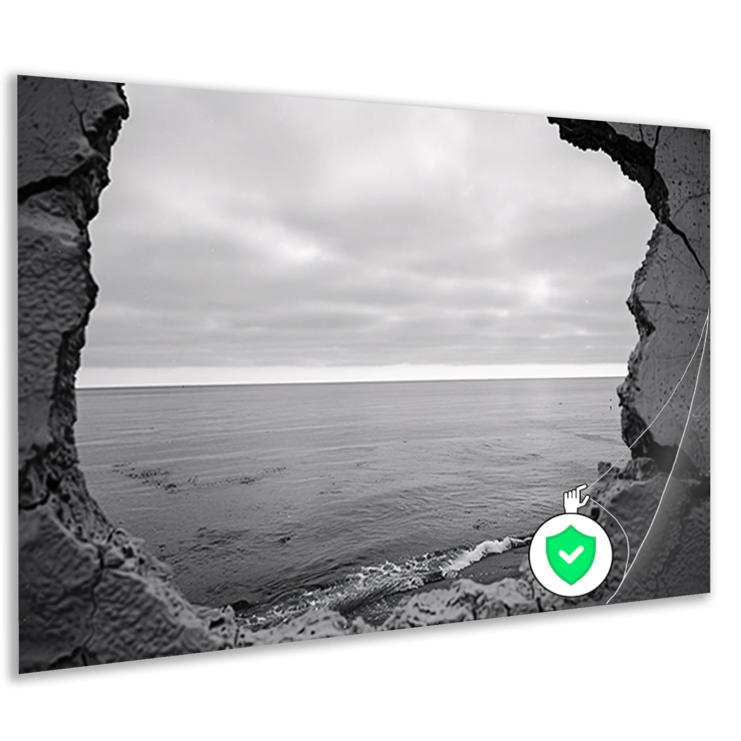 Horizon door een ruwe muuropening   poster