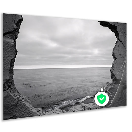 Horizon door een ruwe muuropening   poster