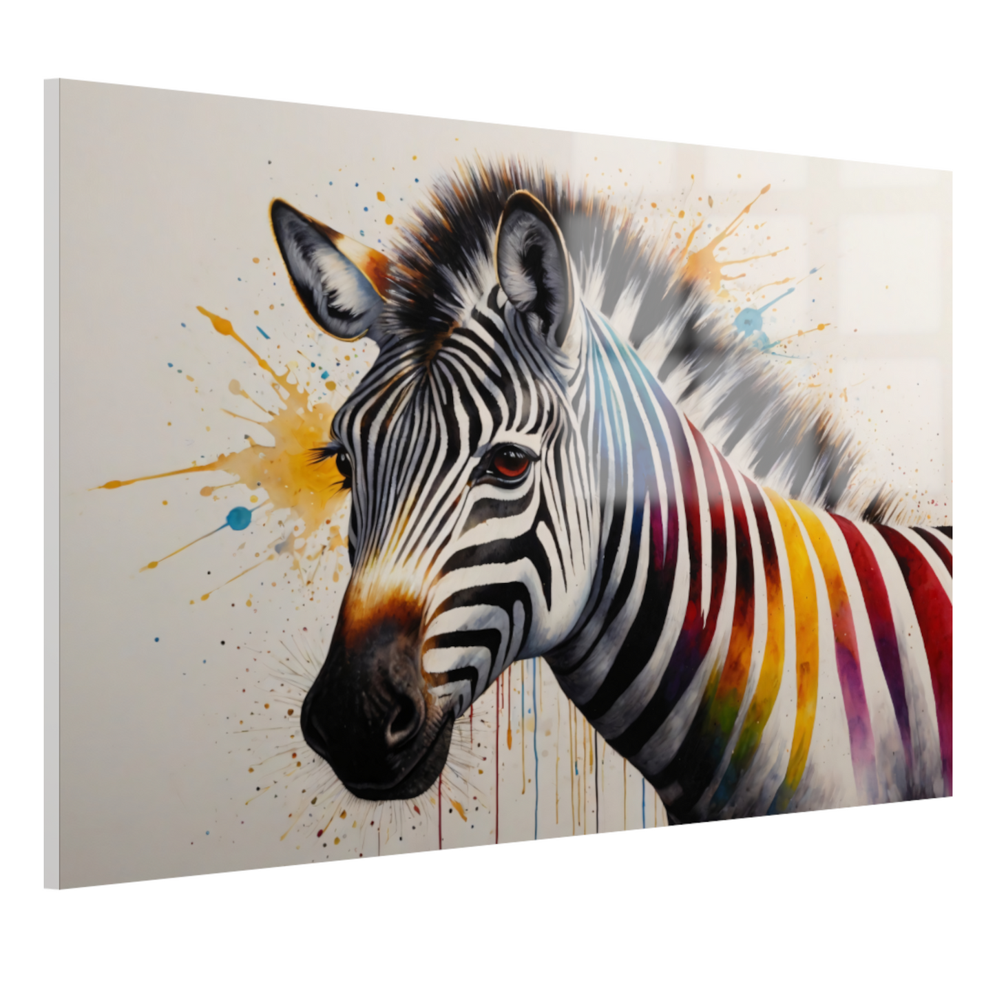 Kleurrijke Zebra Explosie in Moderne Kunst acrylglas