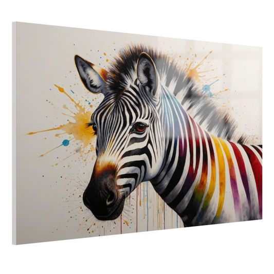 Kleurrijke Zebra Explosie in Moderne Kunst acrylglas