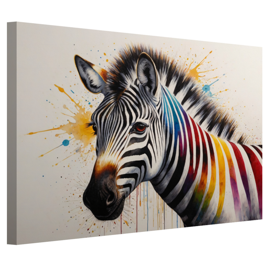 Kleurrijke Zebra Explosie in Moderne Kunst canvas