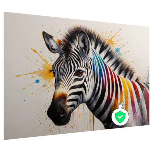 Kleurrijke Zebra Explosie in Moderne Kunst poster