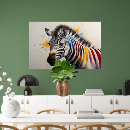 Kleurrijke Zebra Explosie in Moderne Kunst poster