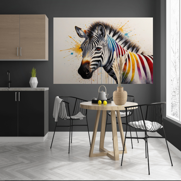 Kleurrijke Zebra Explosie in Moderne Kunst poster
