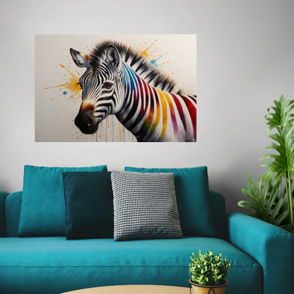Kleurrijke Zebra Explosie in Moderne Kunst poster