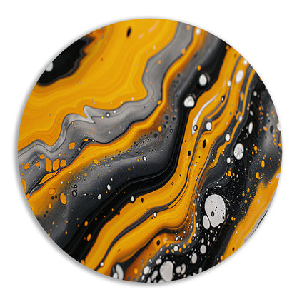 Abstracte schilderij met dynamische kleurenexplosie aluminium muurcirkel