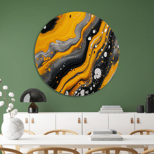 Abstracte schilderij met dynamische kleurenexplosie forex muurcirkel