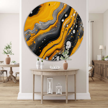 Abstracte schilderij met dynamische kleurenexplosie aluminium muurcirkel