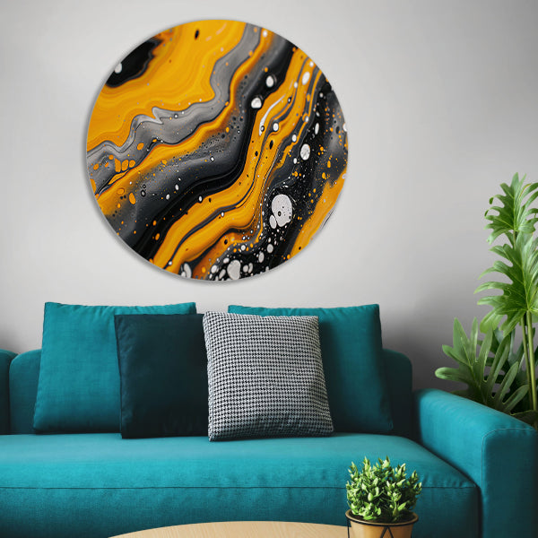 Abstracte schilderij met dynamische kleurenexplosie forex muurcirkel