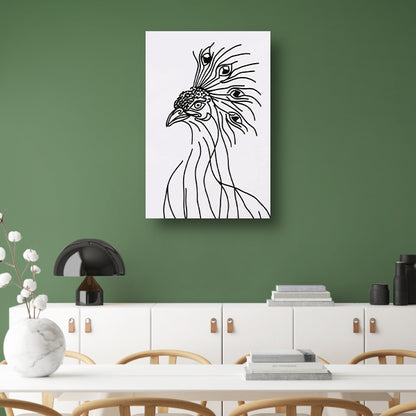 Abstracte Pauw Lijntekening in Zwart en Wit acrylglas