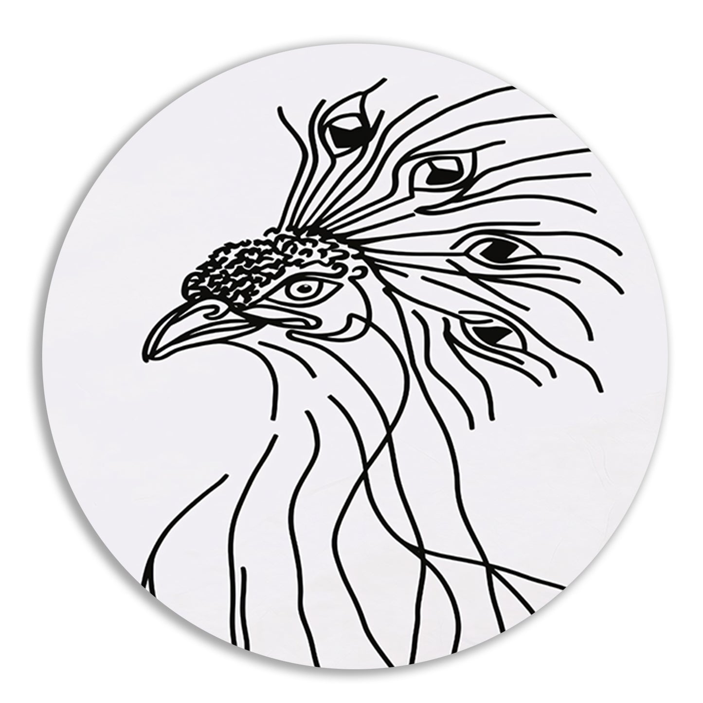 Abstracte Pauw Lijntekening in Zwart en Wit forex muurcirkel
