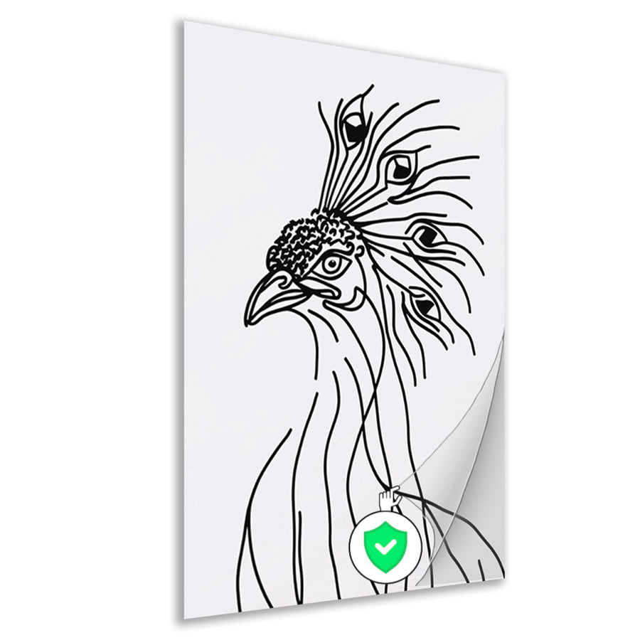 Abstracte Pauw Lijntekening in Zwart en Wit poster