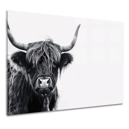 Portret van een Schotse hooglander in zwart-wit acrylglas