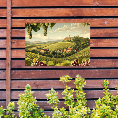 Impressionistische wijngaard met druiven tuinposter