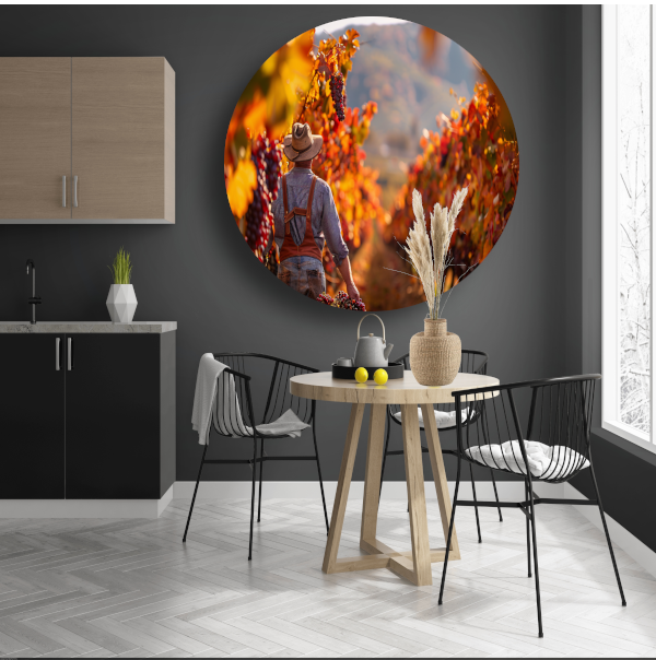Oogsten Tussen Herfstkleuren aluminium muurcirkel