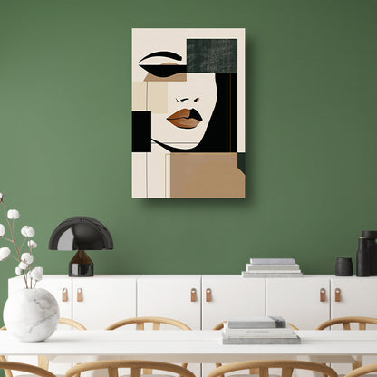 Abstracte vrouw in Art Deco stijl met beige tinten poster