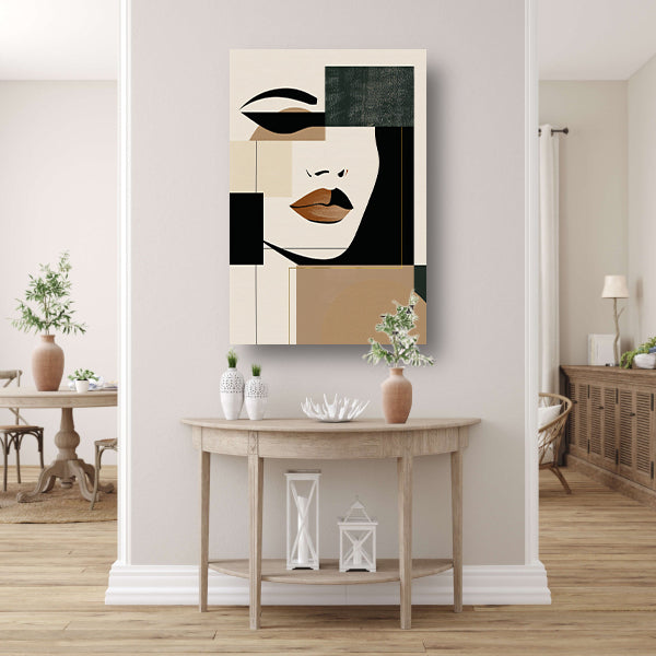 Abstracte vrouw in Art Deco stijl met beige tinten poster