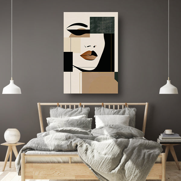 Abstracte vrouw in Art Deco stijl met beige tinten acrylglas