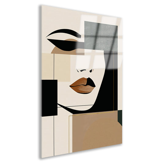 Abstracte vrouw in Art Deco stijl met beige tinten acrylglas