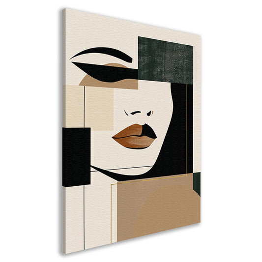 Abstracte vrouw in Art Deco stijl met beige tinten canvas