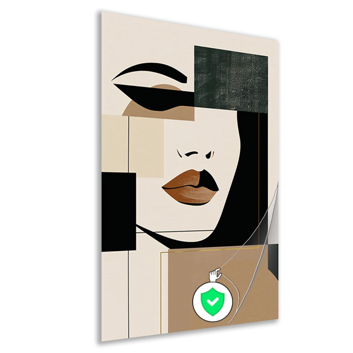 Abstracte vrouw in Art Deco stijl met beige tinten poster