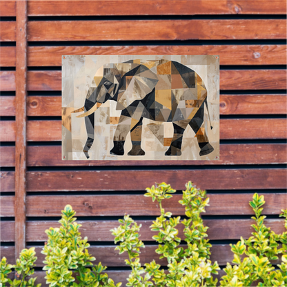Geometrische Abstracte Olifant in Sepia tuinposter