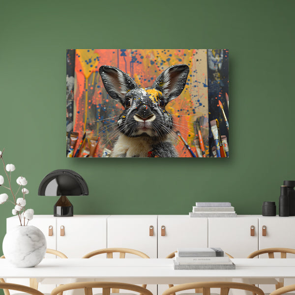 Abstract Konijn met Verf canvas met baklijst