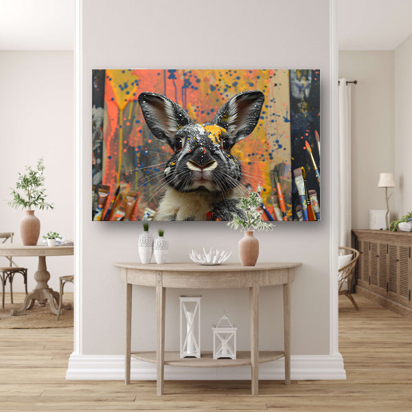 Abstract Konijn met Verf canvas