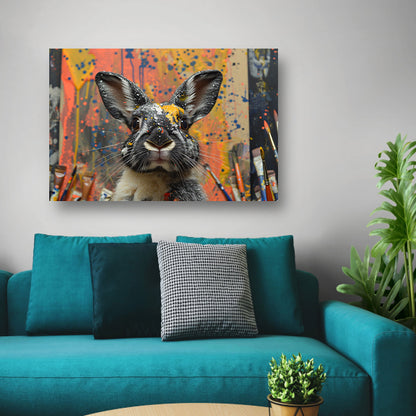 Abstract Konijn met Verf canvas met baklijst