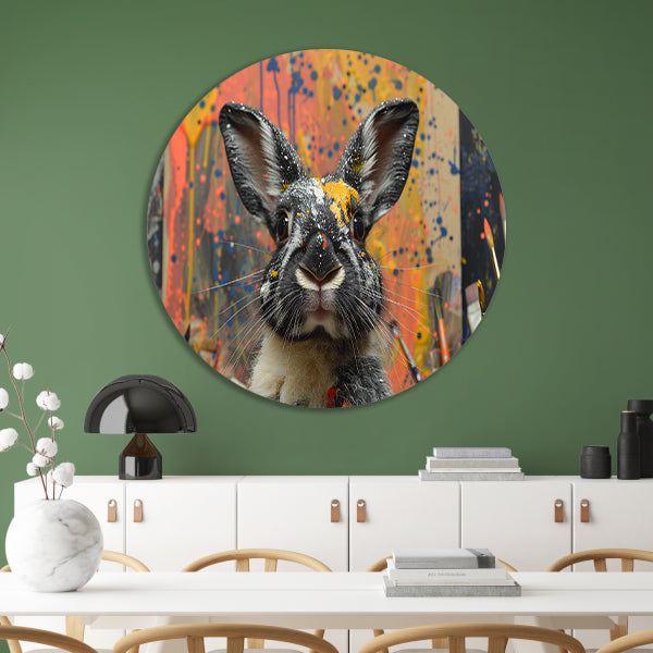 Abstract Konijn met Verf forex muurcirkel