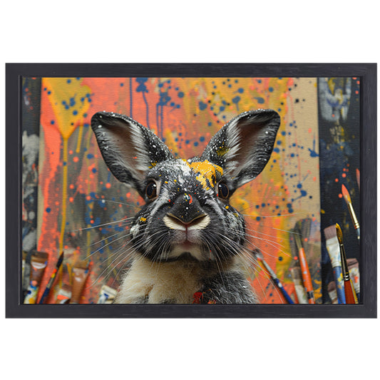 Abstract Konijn met Verf canvas met baklijst