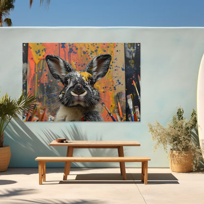 Abstract Konijn met Verf tuinposter