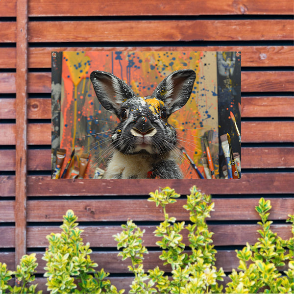 Abstract Konijn met Verf tuinposter