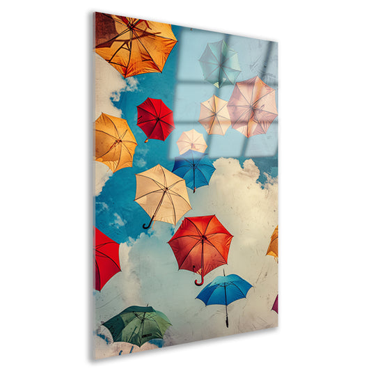 Kleurrijke Paraplu's in de Lucht acrylglas