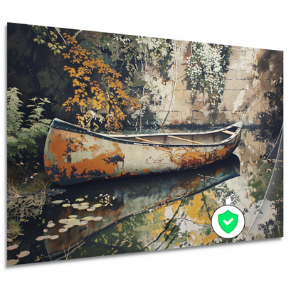 Impressionistische waterweg met riet poster