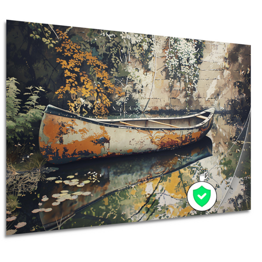 Impressionistische waterweg met riet poster