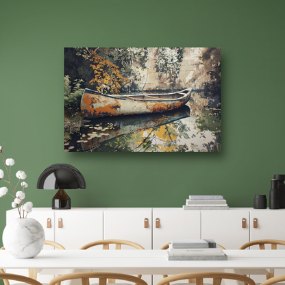 Impressionistische waterweg met riet poster