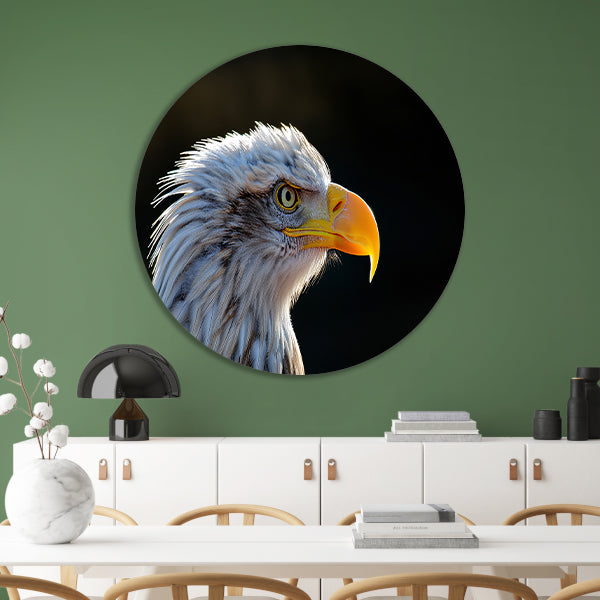 Close-up Amerikaanse Wouw aluminium muurcirkel