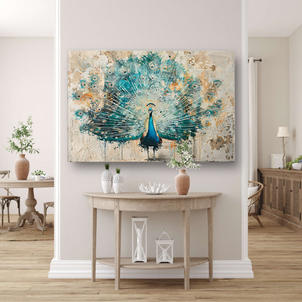 Abstracte pauw met kleurrijke verenpracht acrylglas