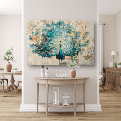 Abstracte pauw met kleurrijke verenpracht acrylglas