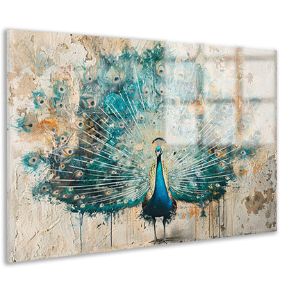 Abstracte pauw met kleurrijke verenpracht acrylglas