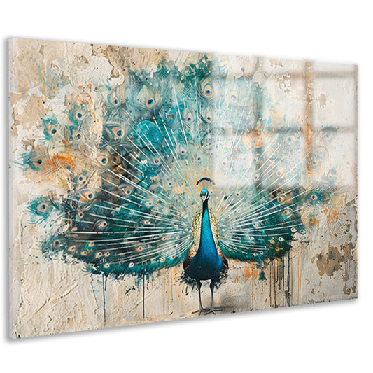 Abstracte pauw met kleurrijke verenpracht acrylglas