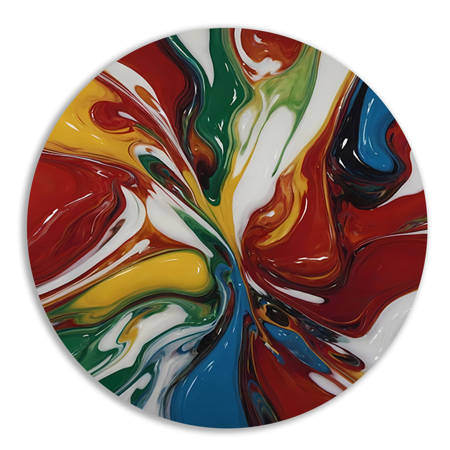 Explosie van kleur in moderne abstracte kunst aluminium muurcirkel