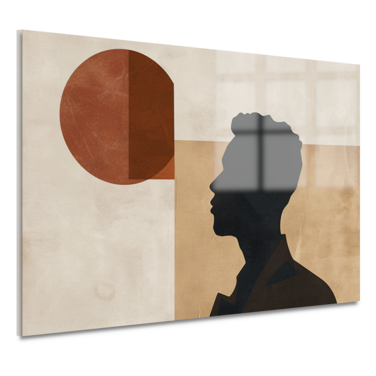 Abstract menselijk silhouet met geometrische achtergrond acrylglas