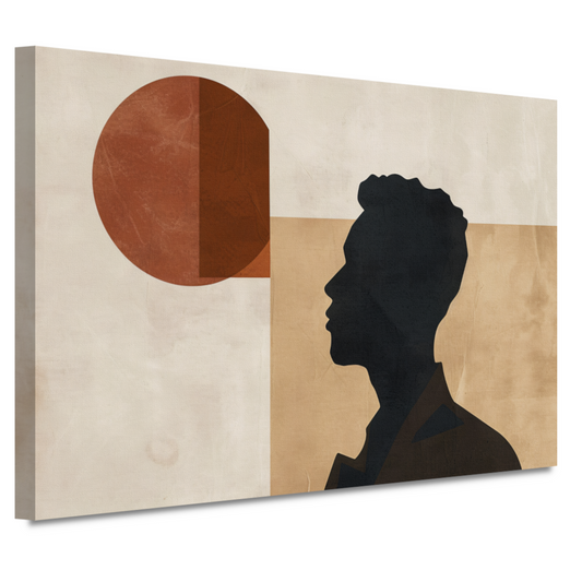 Abstract menselijk silhouet met geometrische achtergrond canvas