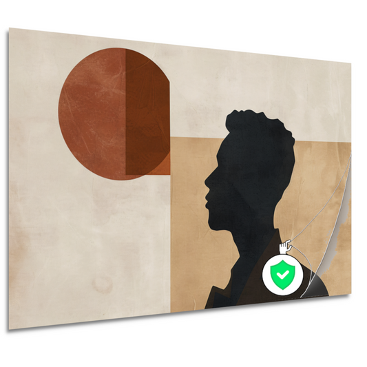 Abstract menselijk silhouet met geometrische achtergrond poster