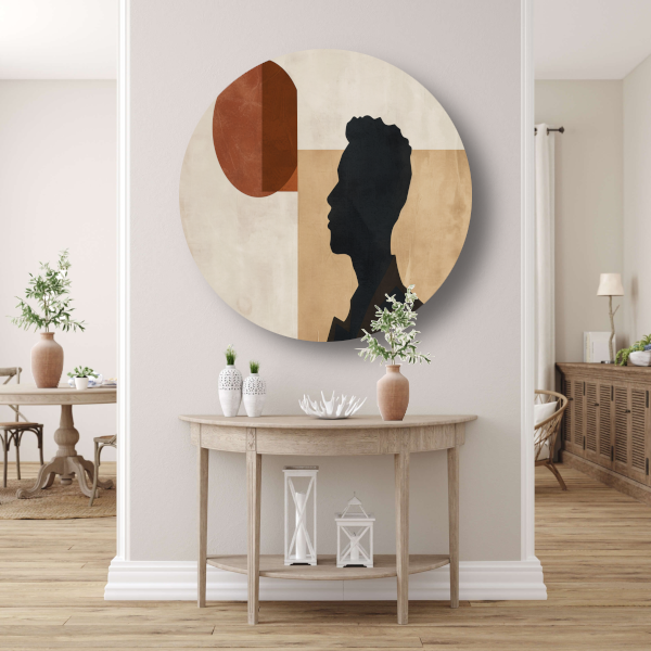 Abstract menselijk silhouet met geometrische achtergrond forex muurcirkel