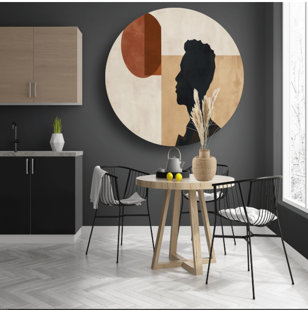 Abstract menselijk silhouet met geometrische achtergrond forex muurcirkel