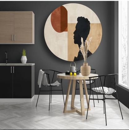 Abstract menselijk silhouet met geometrische achtergrond forex muurcirkel